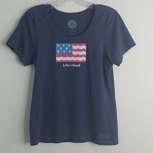 Life Is Good Patriotic USA Flag Crusher Tee XS